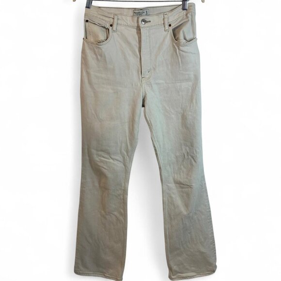 Abercrombie and Fitch White 70’s Vintage Flare Ultra High Rise Jeans, Size 30 US - Picture 1 of 6